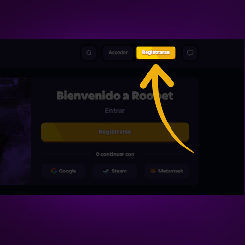 Haga clic en el botón "Registrarse" en Roobet