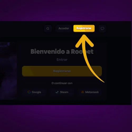Haga clic en el botón "Registrarse" en Roobet